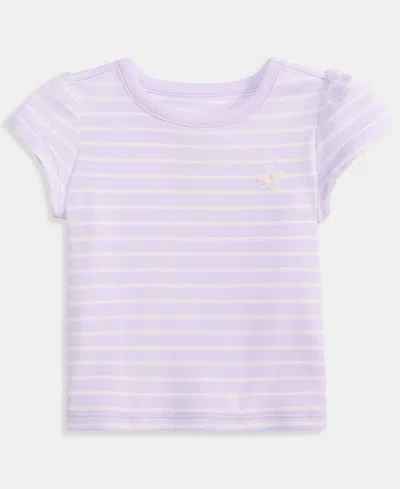 First Impressions Baby Girls' 3m-24m Mix And Match Stripe Flower T-shirt, Macy's Exclusive In Purple