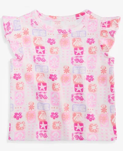 First Impressions Baby Girls' 3m-24m Mix & Match Tile-print Flutter-sleeve Top, Macy's Exclusive In Pink