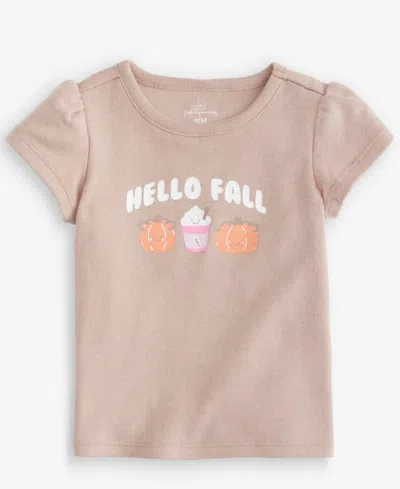 First Impressions Baby Girls' 3m-24m Short-sleeve Hello Fall T-shirt, Macy's Exclusive In Brown
