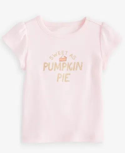 First Impressions Baby Girls' 3m-24m Short-sleeve Pumpkin Pie T-shirt, Macy's Exclusive In Pink