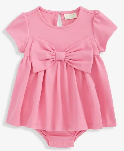 First Impressions Baby Girls Big Bow Ponte Skirted Sunsuit, Macy's Exclusive In Pink