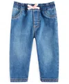 First Impressions Baby Girls Bow Jeans, Created For Macy's In Authentic Wash