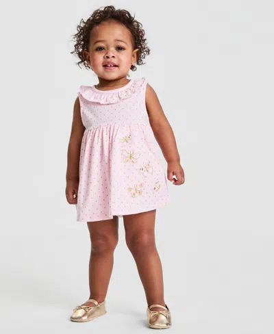 First Impressions Baby Girls Butterfly Sunsuit Soft Sole Metallic Ballet Flats Macys Exclusive In Pink
