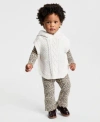 First Impressions Baby Girls Cable Knit Poncho Leopard Print Shirt Pants Macys Exclusive In White