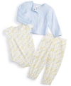 FIRST IMPRESSIONS BABY GIRLS CARDIGAN, BODYSUIT AND PANTS, 3 PIECE SET, CREATED FOR MACY'S