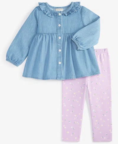 First Impressions Baby Girls Chambray Tunic & Leggings, 2 Piece Set, Created For Macy's In Lght Mediu