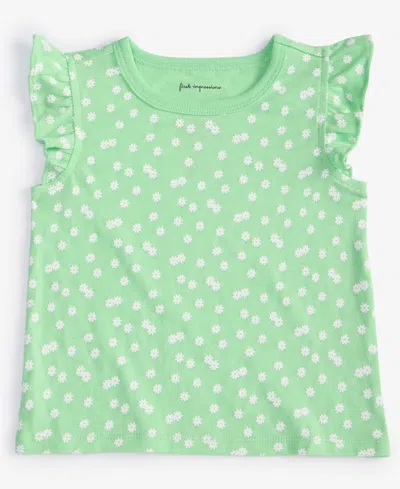 First Impressions Baby Girls Daisy Dot-print T-shirt, Exclusively At Macy's In Lime Scent