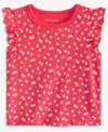 First Impressions Baby Girls Daisy Dot-print T-shirt, Exclusively At Macy's In Red