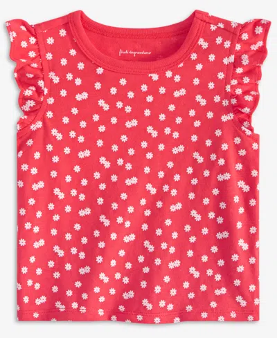 First Impressions Baby Girls Daisy Dot-print T-shirt, Exclusively At Macy's In Red