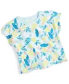FIRST IMPRESSIONS BABY GIRLS ELEGANT TROPICAL-PRINT T-SHIRT, CREATED FOR MACY'S