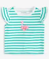 First Impressions Baby Girls Flamingo Graphic Striped Flutter-sleeve T-shirt, Exclusively At Macy's
