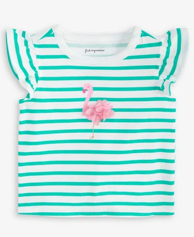 First Impressions Baby Girls Flamingo Graphic Striped Flutter-sleeve T-shirt, Exclusively At Macy's