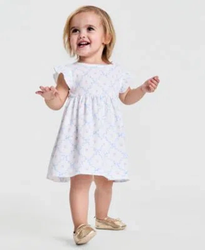 First Impressions Baby Girls Floral Print Dress Soft Sole Metallic Ballet Flats Macys Exclusive In White