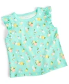 FIRST IMPRESSIONS BABY GIRLS FLORAL-PRINT FLUTTER-SLEEVE T-SHIRT, CREATED FOR MACY'S