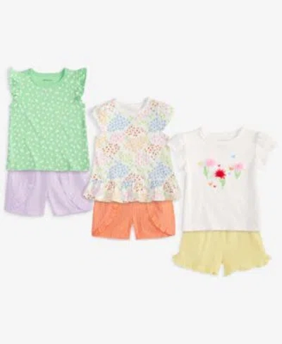 First Impressions Baby Girls Flower T Shirts Ruffled Trim Shorts Exclusively At Macys In Multi