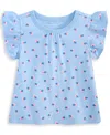 First Impressions Baby Girls Flutter Sleeve 3-24 Month Floral T-shirt, Exclusively At Macy's In Blue