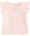 First Impressions Baby Girls Flutter Sleeve 3-24 Month T-shirt, Exclusively At Macy's In Pink