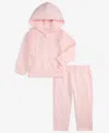 First Impressions Baby Girls' French Terry Eyelet-trim Zip-up Hoodie And Pants, 2-piece Set, Macy's Exclusive In Pink
