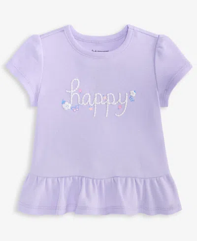 First Impressions Baby Girls' Happy Peplum T-shirt, Macy's Exclusive In Purple