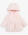 First Impressions Baby Girls Hooded Embossed-heart Faux-fur Jacket, Macy's Exclusive In Pink