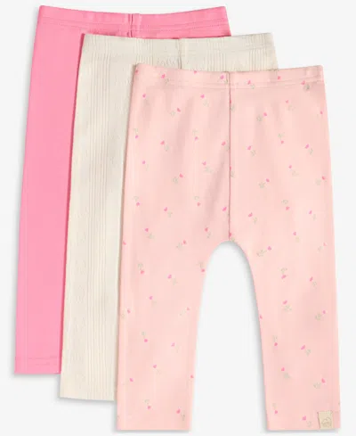 First Impressions Baby Girls' In The Garden Cotton Pants, 3-pack, Macy's Exclusive In Multi