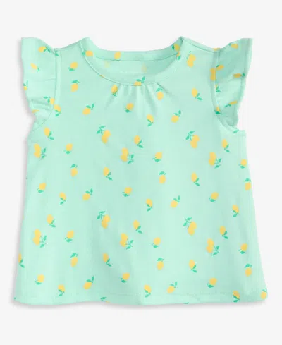 First Impressions Baby Girls' Lemon-print Flutter-sleeve T-shirt, Macy's Exclusive In Blue