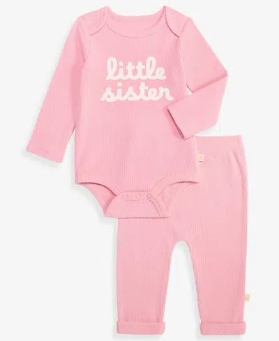 First Impressions Baby Girls' Little Sister Bodysuit & Pants, 2-piece Set, Macy's Exclusive In Pink