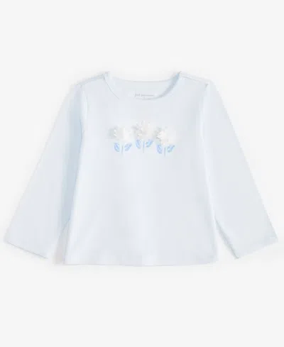 First Impressions Baby Girls Long-sleeve 3d-flowers Graphic T-shirt, Exclusively At Macy's In Barely Blu