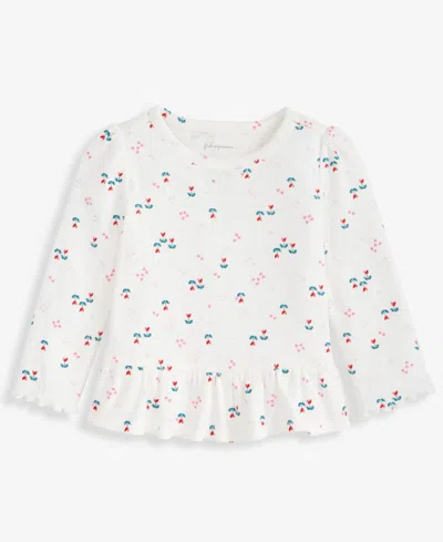 First Impressions Baby Girls Long-sleeve Heart Tulip-print Rib T-shirt, Macy's Exclusive In White