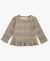 First Impressions Baby Girls Long-sleeve Leopard-print Rib T-shirt, Macy's Exclusive In Brown