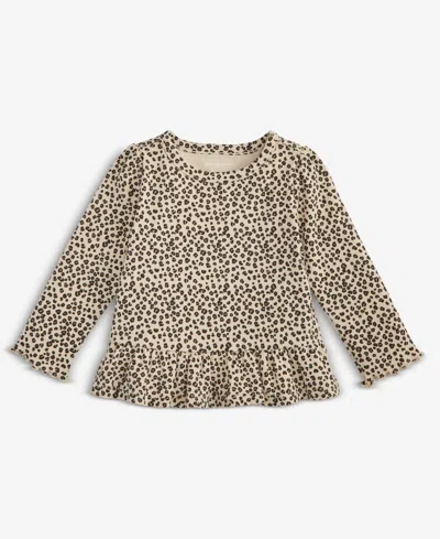 First Impressions Baby Girls Long-sleeve Leopard-print Rib T-shirt, Macy's Exclusive In Brown
