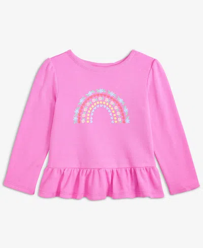 First Impressions Baby Girls' Long-sleeve Rainbow T-shirt, Macy's Exclusive In Pink
