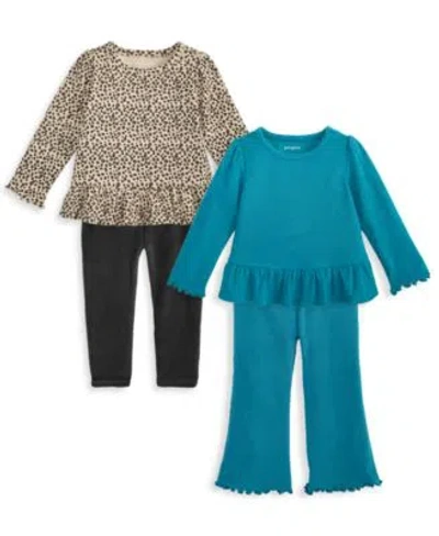 First Impressions Baby Girls Long Sleeve Rib T Shirts Velour Ruffle Back Leggings Flare Leggings Macys Exclusive In Multi