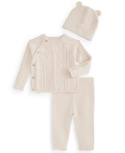 First Impressions Kids' Baby Girls' Long-sleeve Cable-knit Sweater, Pants, And Hat, 3-piece Set, Macy's Exclusive In Multi