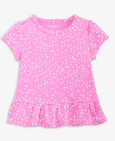 First Impressions Baby Girls Mini Hearts Short-sleeve Cotton Top, Macy's Exclusive In Pink