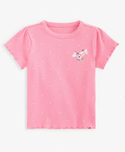 First Impressions Baby Girls' Mix & Match Short-sleeve Butterfly Ribbed T-shirt, Macy's Exclusive In Pink