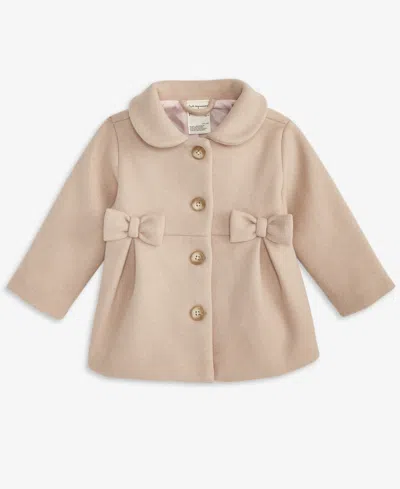 First Impressions Baby Girls Pleated Bow Peacoat, Macy's Exclusive In Neutral