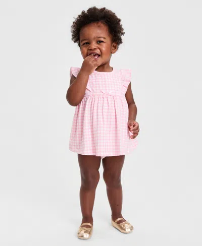 First Impressions Baby Girls' Pretty Gingham Sunsuit, Macy's Exclusive In Pink