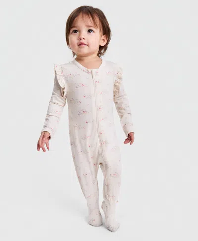 First Impressions Baby Girls' Ruffled 2-way Zip Footed Coveralls, Macy's Exclusive In Pink