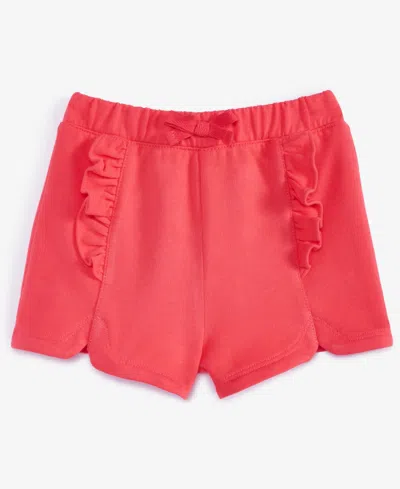 First Impressions Baby Girls Ruffled French Terry Shorts, Exclusively At Macy's In Dry Cherry