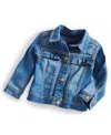 First Impressions Baby Girls Ruffled-trim Denim Jacket, Created For Macy's In Authentic Wash