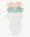 First Impressions Baby Girls Secret Garden Cotton Bodysuits, 3 Pack, Created For Macy's In Iced Peach