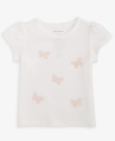 First Impressions Baby Girls Short Sleeve Embroidered Butterflies T-shirt In White