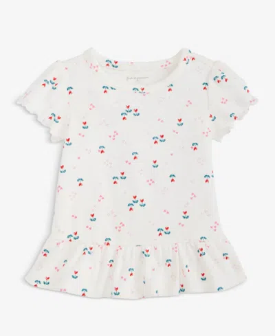 First Impressions Baby Girls Short-sleeve Heart Tulip-print Rib T-shirt, Macy's Exclusive In White