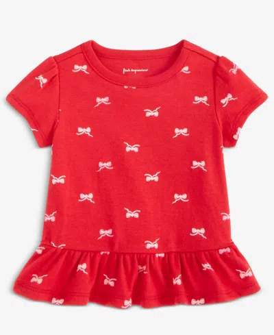 First Impressions Baby Girls Short-sleeve Jersey Bows-print T-shirt, Macy's Exclusive In Red