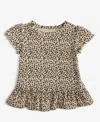 First Impressions Baby Girls Short-sleeve Leopard-print Rib T-shirt, Macy's Exclusive In Brown