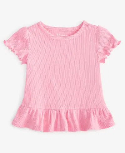First Impressions Baby Girls Short-sleeve Pointelle T-shirt In Pink