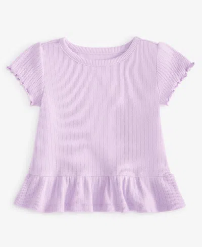 First Impressions Baby Girls Short-sleeve Pointelle T-shirt In Purple