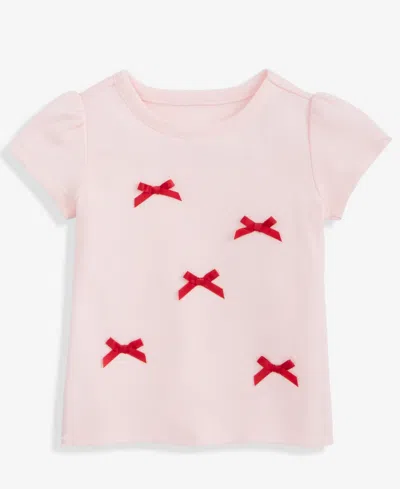 First Impressions Baby Girls Short-sleeve Satin-bows T-shirt, Macy's Exclusive In Pink