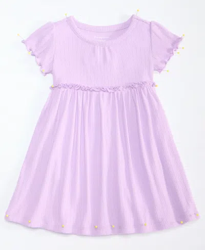 First Impressions Baby Girls Short-sleeve Solid Pointelle Dress In Brown